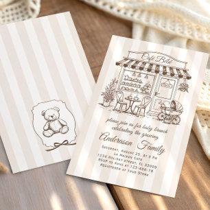 Trendy Cafe Bebe French Coffee Shop Baby Shower Invitation