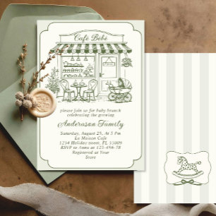 Trendy Cafe Bebe French Coffee Shop Baby Shower Invitation