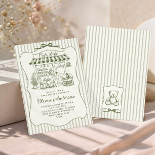 Trendy Cafe Bebe French Coffee Shop Baby Shower Invitation