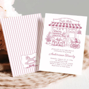 Trendy Cafe Bebe French Coffee Shop Baby Shower Invitation