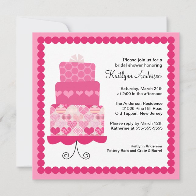 Trendy Cake Bridal Shower Invitation (Front)
