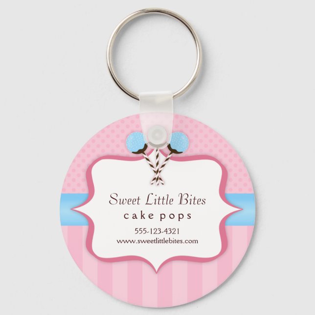 Trendy Cake Pop Bakery Key Ring (Front)
