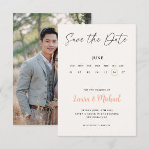 Trendy Calendar Save The Date With Photo Invitation