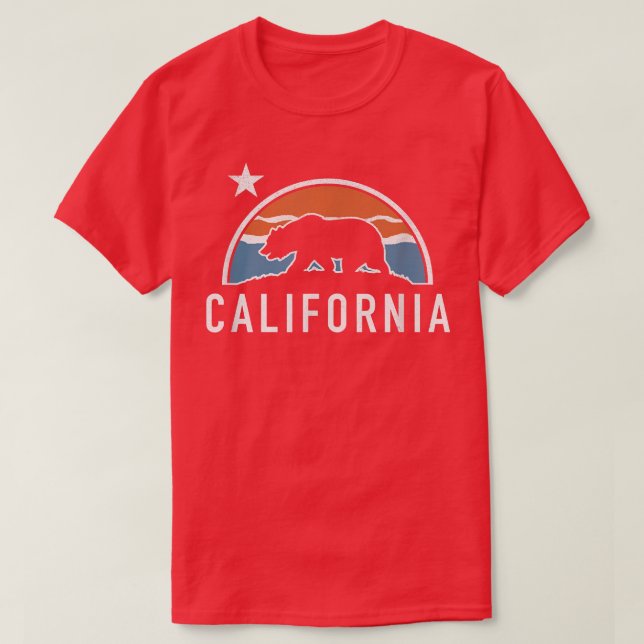 Trendy California Sun Bear Flag Silhouette  T-Shirt (Design Front)