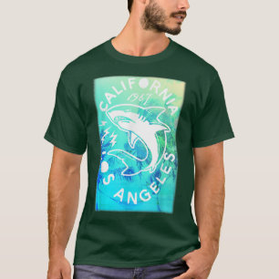 Trendy California Vintage Shark Print  T-Shirt