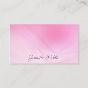 Trendy Calligraphed Text Pink Template Elegant Top Business Card