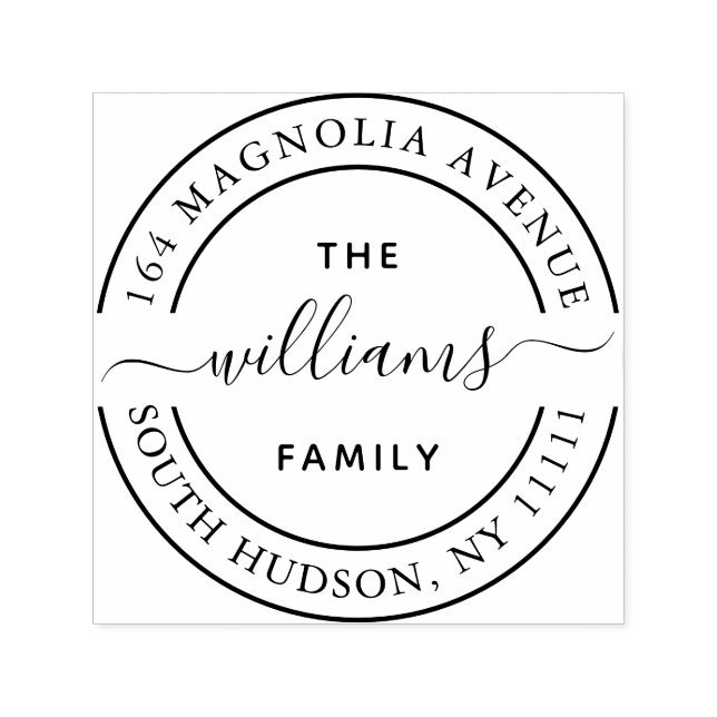 Trendy Calligraphy Family Logo Script Swirl Self-inking Stamp (Design)