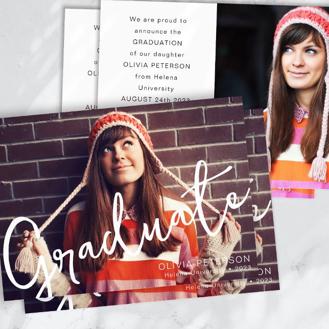 Trendy Calligraphy Graduate Photo Invitation (Creator Uploaded)
