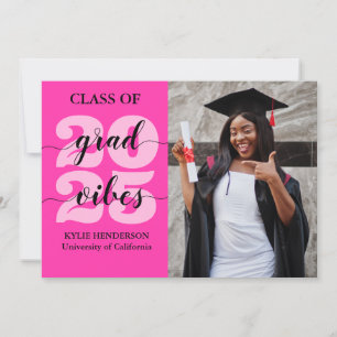 Trendy Calligraphy Persian Pink Photo Graduation Invitation