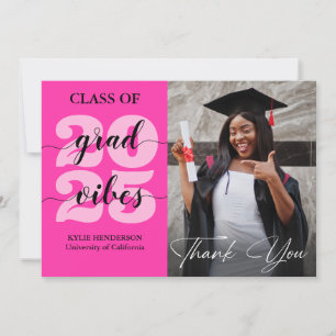 Trendy Calligraphy Persian Pink Photo Graduation Thank You Card