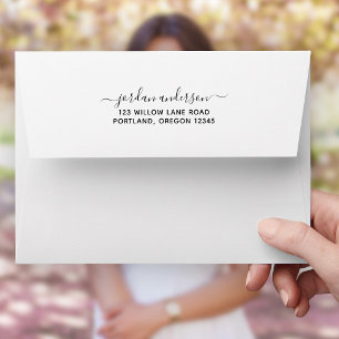 Trendy Calligraphy Script Name Return Address Envelope