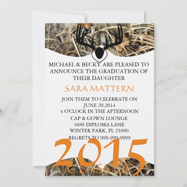 Trendy Camo Classic Elegant Graduation Invitation (Front)