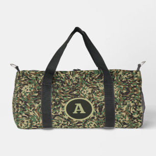 Trendy Camouflage Green Personalised Letter Duffle Bag