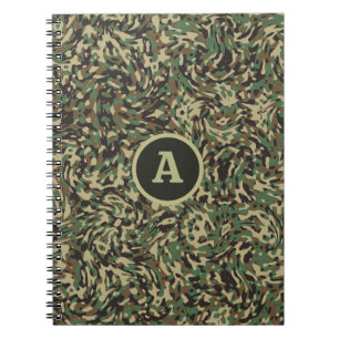 Trendy Camouflage Green Personalised Letter Notebook