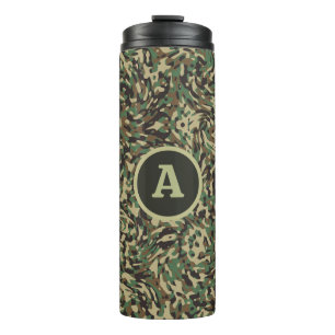 Trendy Camouflage Green Personalised Letter Thermal Tumbler