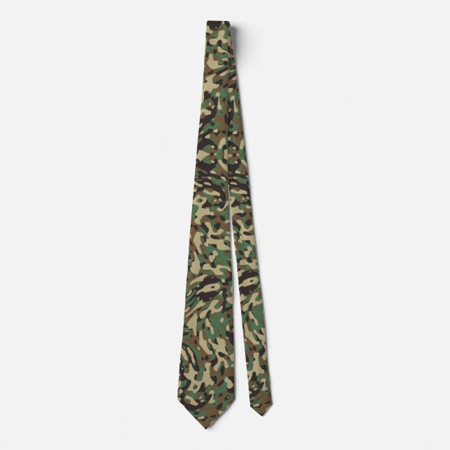 Trendy Camouflage Green  Tie (Front)