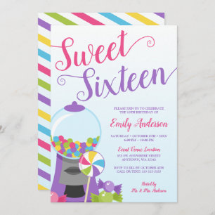Trendy Candy Sweet 16 Invitation