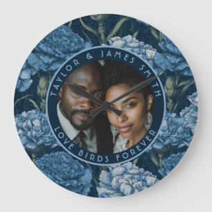 Trendy Carnation Garden Floral Wedding Large Clock