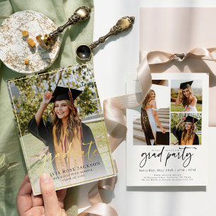 Trendy Casual Modern Photo Graduation Gold