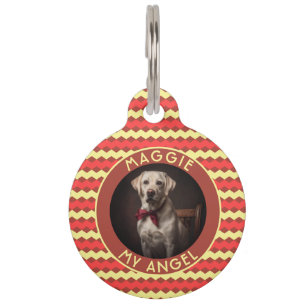 Trendy Cat Dad Gift Chevron Checkers Pet Tag