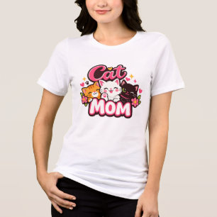 Trendy Cat Mom T-Shirt Cute Colorful Cats Shirt