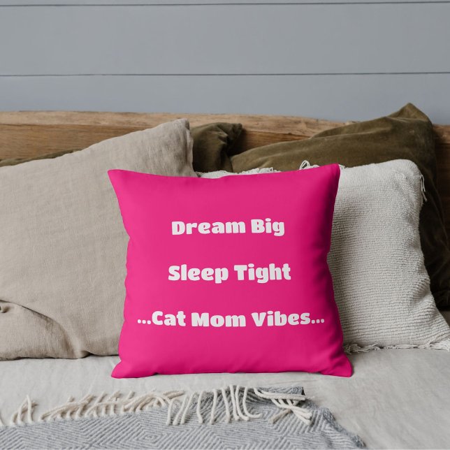 Trendy Cat Mum Funny Quote Cute Cool Modern Pink Cushion (Creator Uploaded)