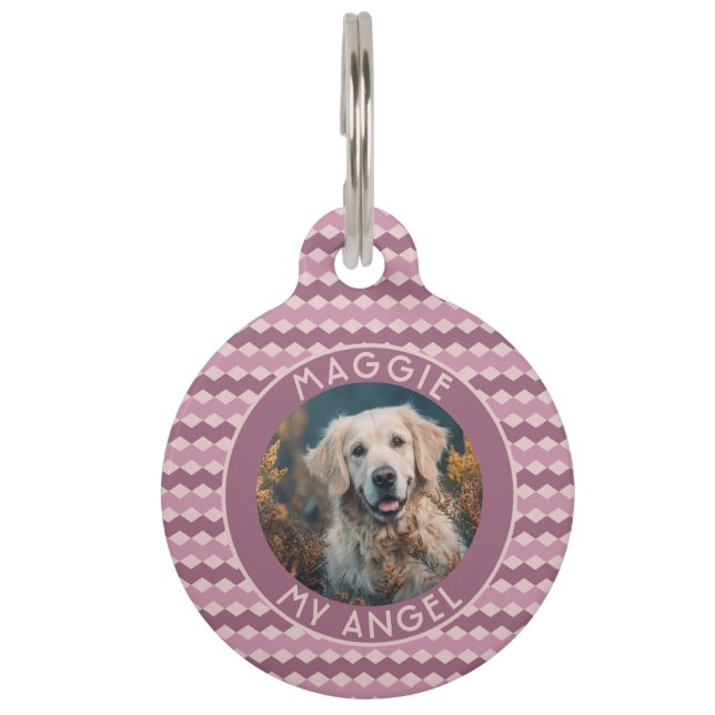 Trendy Cat Owner Gift Chevron Pattern Pet Tag (Front)