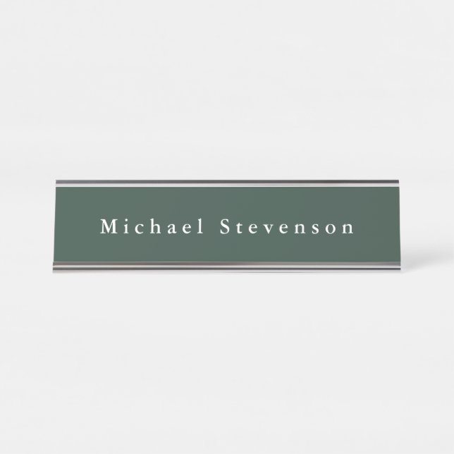 Trendy Celtic Green Modern Professional Desk Name Plate (Front)