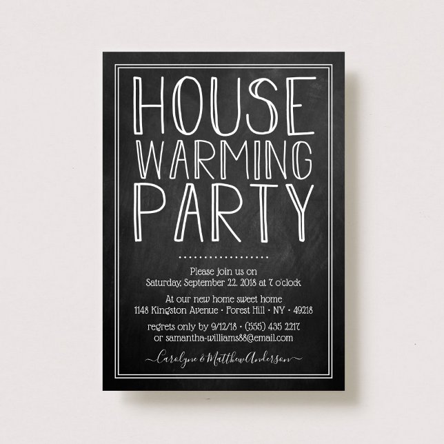 Trendy Chalkboard Typography Housewarming Party Invitation (Creator Uploaded)