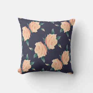 Trendy Champagne Roses & Dark Grey Cushion