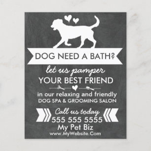 Trendy Charcoal Black Dog Grooming Flyer