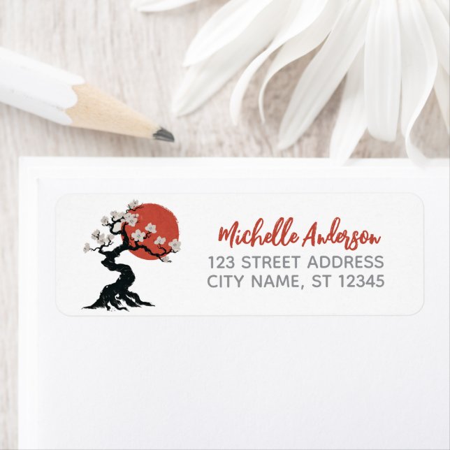 Trendy Cherry Blossom Tree Branch Return Address Label (Insitu)