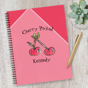 Trendy Cherry Pink Name Modern Cute Kitschy Fun Notebook