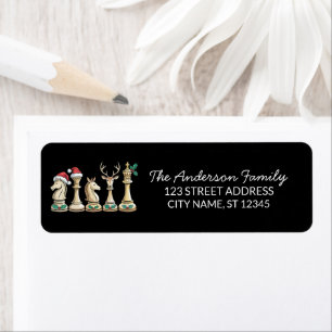 Trendy Chess Pieces Christmas Return Address Label