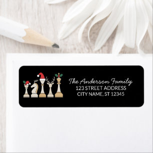 Trendy Chess Pieces Christmas Return Address       Label