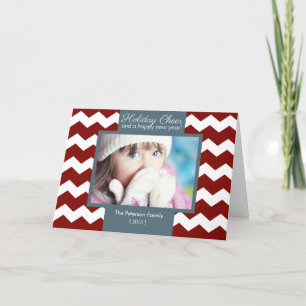 Trendy Chevron Holiday Cheer Folded Christmas Card