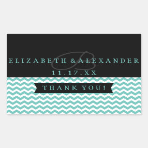 Trendy Chevron Monogram Wedding Customise Colours Rectangular Sticker