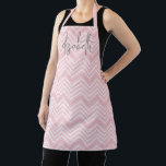 Trendy Chevron Pattern large script name yellow Apron<br><div class="desc">A bold, graphic design with yellow and white zig zags with a fun grey handwritten script to add your name or any text. You can add a name, monogram or other custom text. If you need to move the art around, click on the customise button to make changes. For advanced...</div>