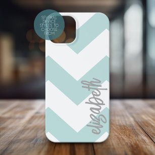 Trendy Chevron Pattern with huge calligraphy name iPhone 15 Case
