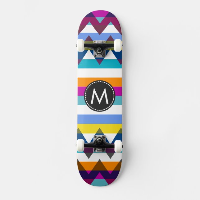 Trendy Chevron Stripes Pattern #12 Skateboard (Front)