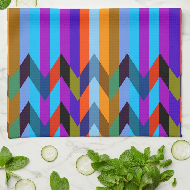 Trendy Chevron Stripes Pattern #18 Tea Towel (Folded)