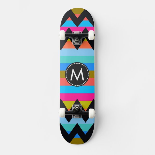 Trendy Chevron Stripes Pattern #4 Skateboard (Front)