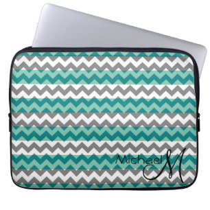 Trendy Chevron Zigzag Custom Monogram 5 Laptop Sleeve