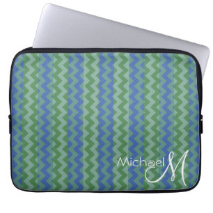 Trendy Chevron Zigzag Custom Monogram 8 Laptop Sleeve