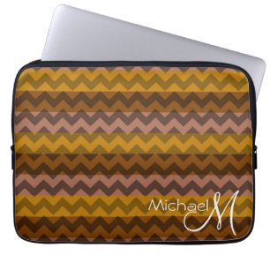 Trendy Chevron Zigzag Custom Monogram 9 Laptop Sleeve