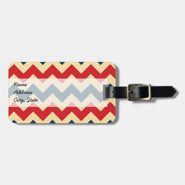 Trendy Chevron Zigzag Pattern Luggage Tag (Front Horizontal)