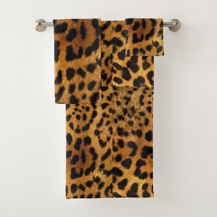 trendy chic animal pattern brown leopard print bath towel set Zazzle