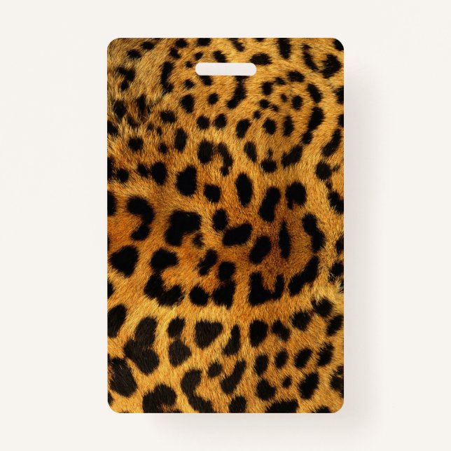 trendy chic animal pattern brown leopard print ID badge (Front)