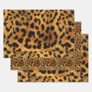 trendy chic animal pattern brown leopard print wrapping paper sheet