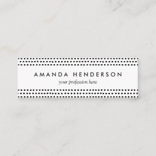 Trendy Chic Black and White Dots Pattern Mini Business Card